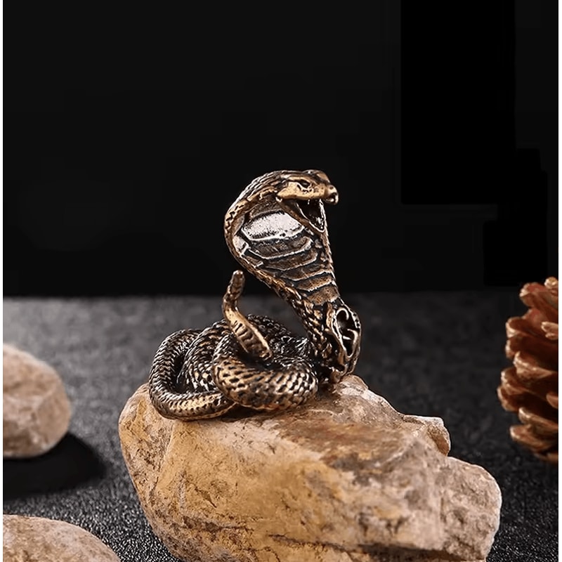 Antique Copper Snake Figurine Mini Brass Snake Desktop Decor Statue 1