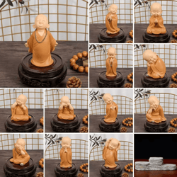 cute mini monk statue – resin buddha figurine for home & desk decor