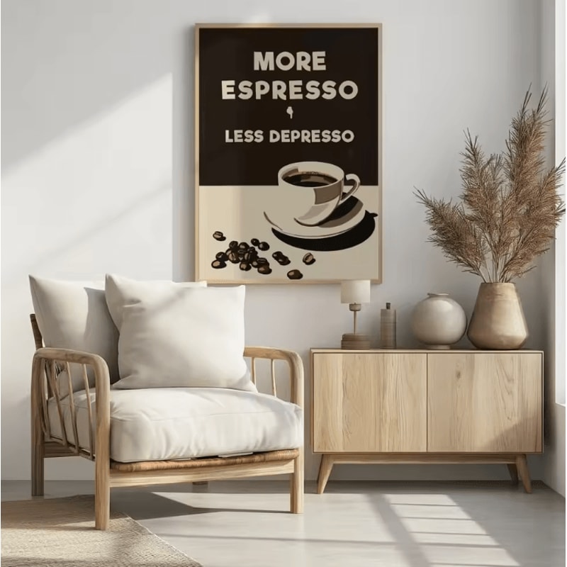 Retro Coffee Club Canvas Wall Art Beige Minimalist Coffee Drink Poster Decor 0