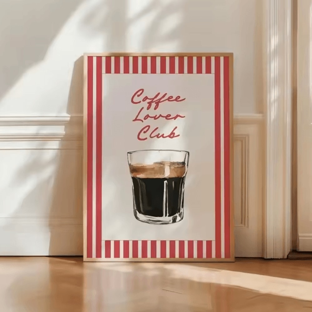 Retro Coffee Club Canvas Wall Art Beige Minimalist Coffee Drink Poster Decor 2