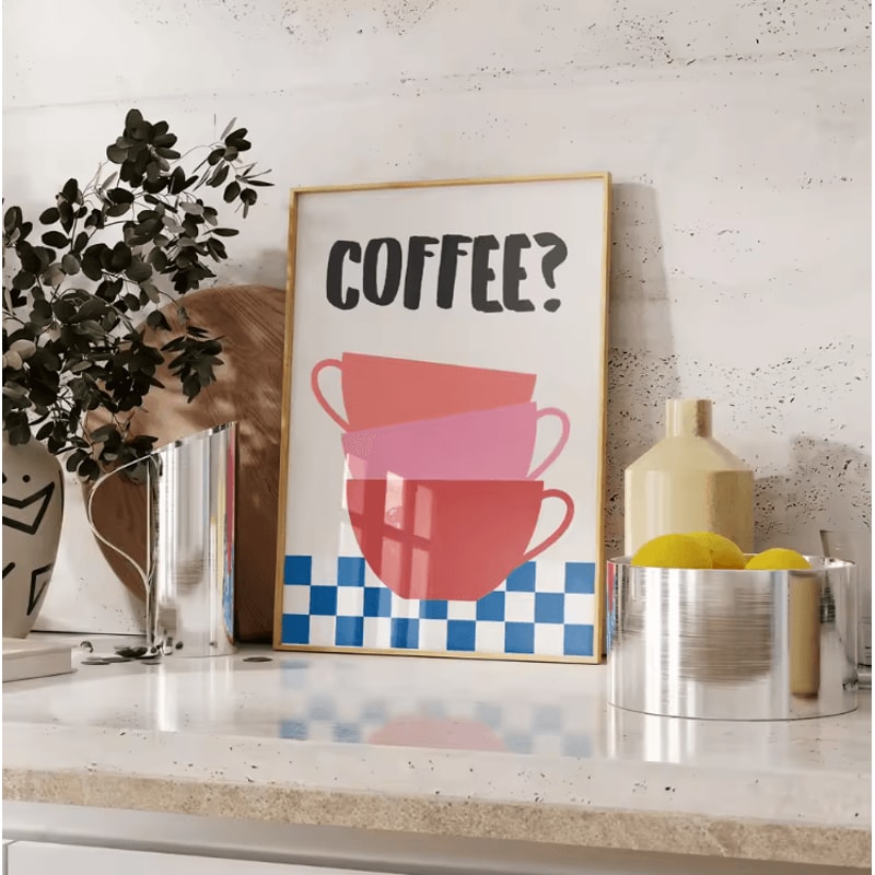 Retro Coffee Club Canvas Wall Art Beige Minimalist Coffee Drink Poster Decor 4