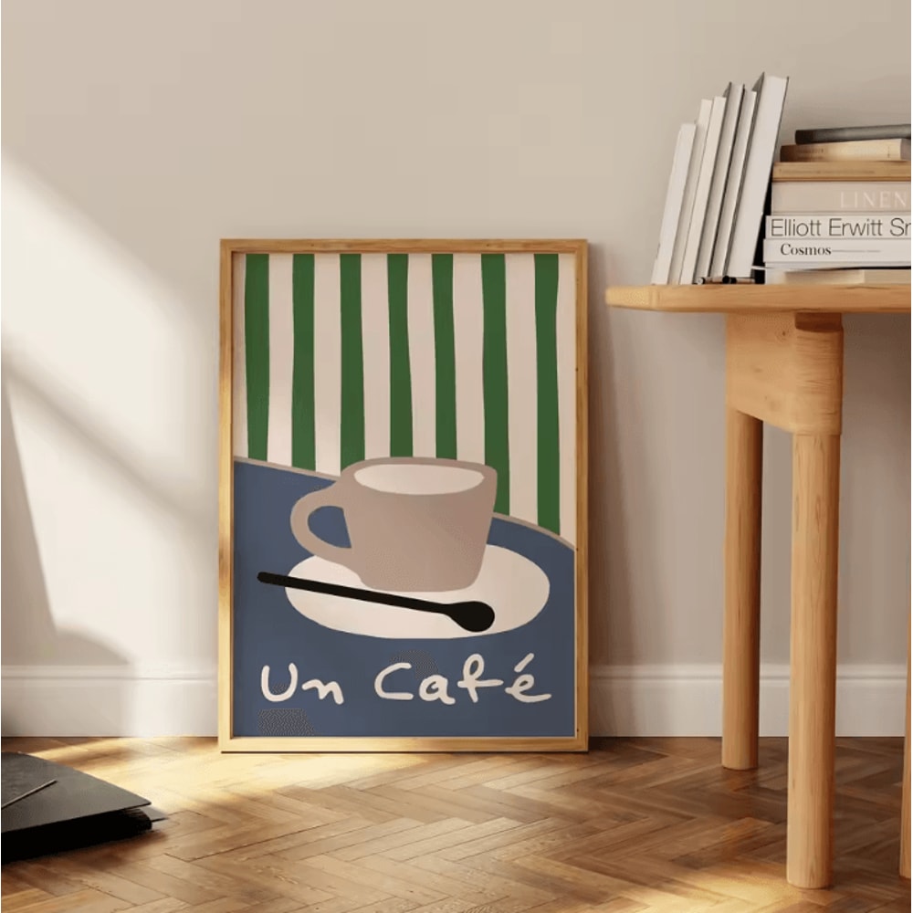 Retro Coffee Club Canvas Wall Art Beige Minimalist Coffee Drink Poster Decor 5