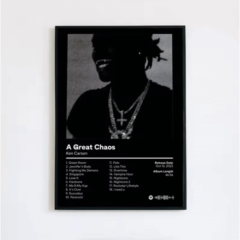 Ken Carson A Great Chaos Canvas Poster Hip Hop Album Wall Art Decor 4