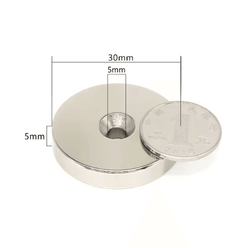 N52 Countersunk Neodymium Magnet Set 30mm Heavy Duty Disc With Screw Hole 0