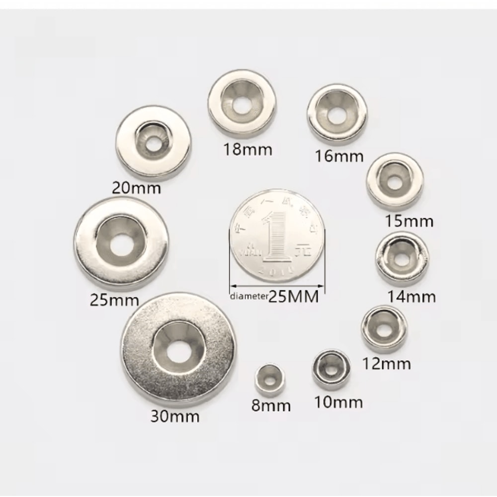 N52 Countersunk Neodymium Magnet Set 30mm Heavy Duty Disc With Screw Hole 3