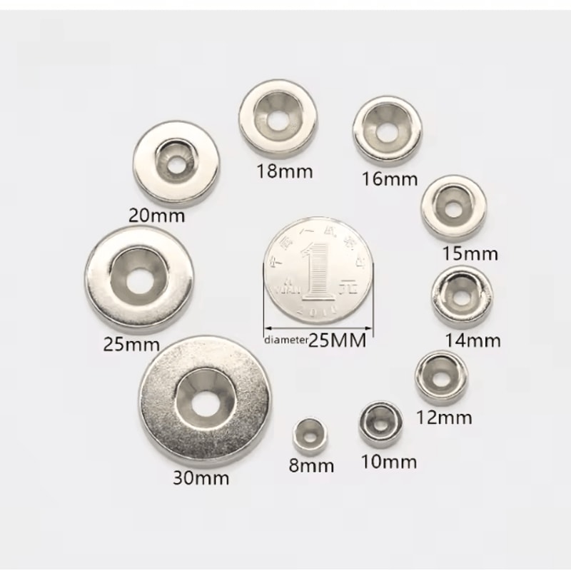 N52 Countersunk Neodymium Magnet Set 30mm Heavy Duty Disc With Screw Hole 3