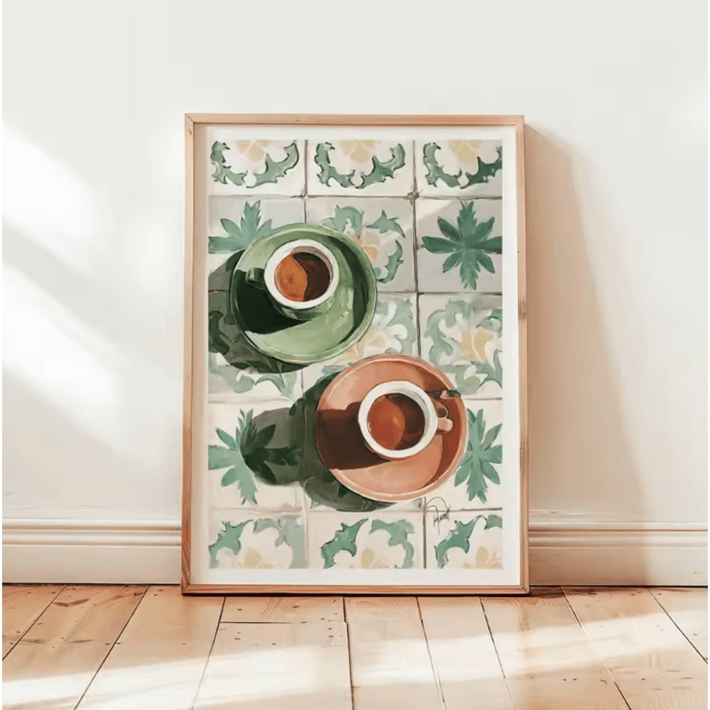 Retro Coffee Canvas Poster Minimalist Beige Kitchen Cafe Wall Art 9