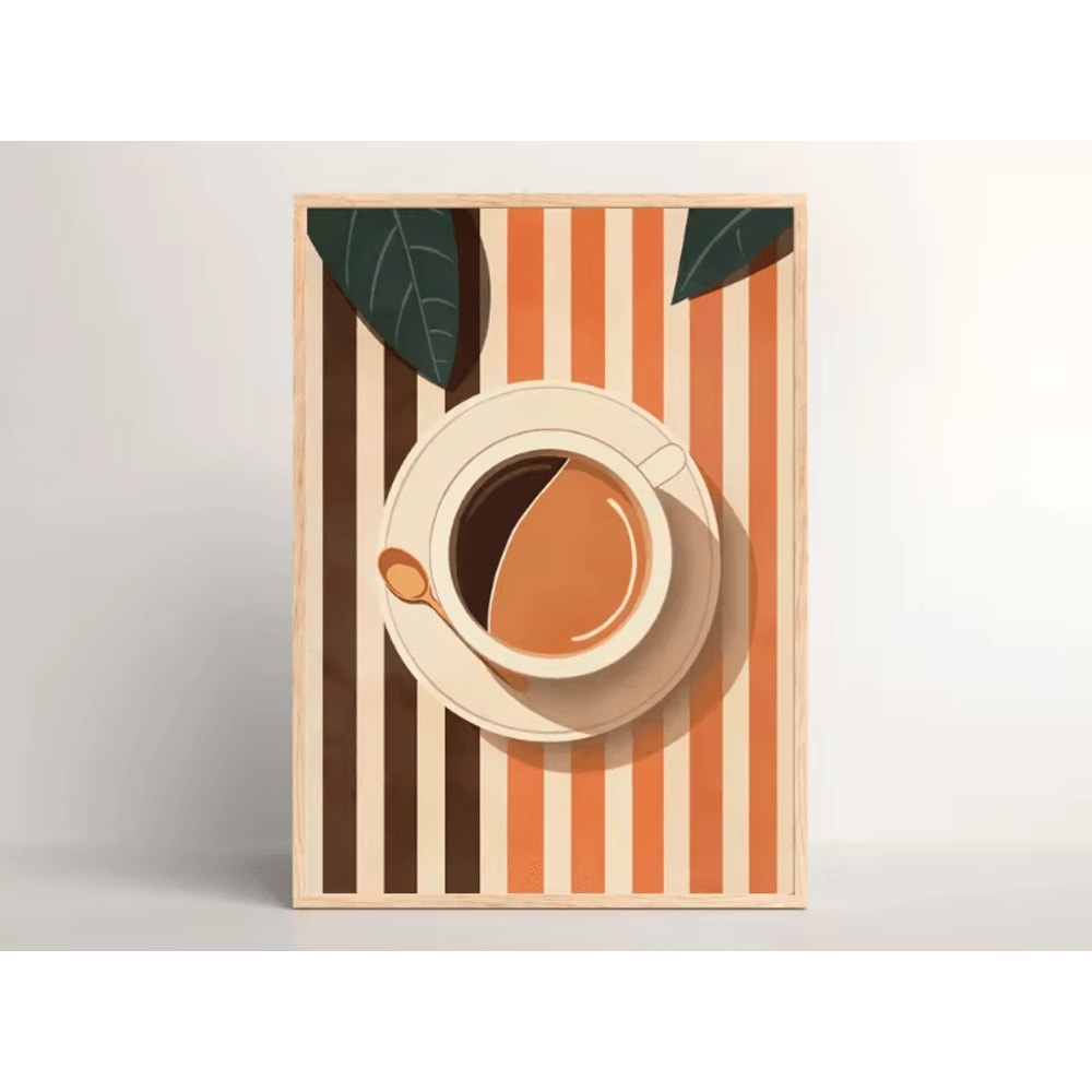 Retro Coffee Canvas Poster Minimalist Beige Kitchen Cafe Wall Art 10