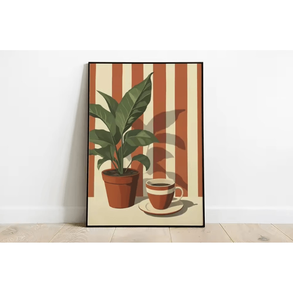 Retro Coffee Canvas Poster Minimalist Beige Kitchen Cafe Wall Art 11