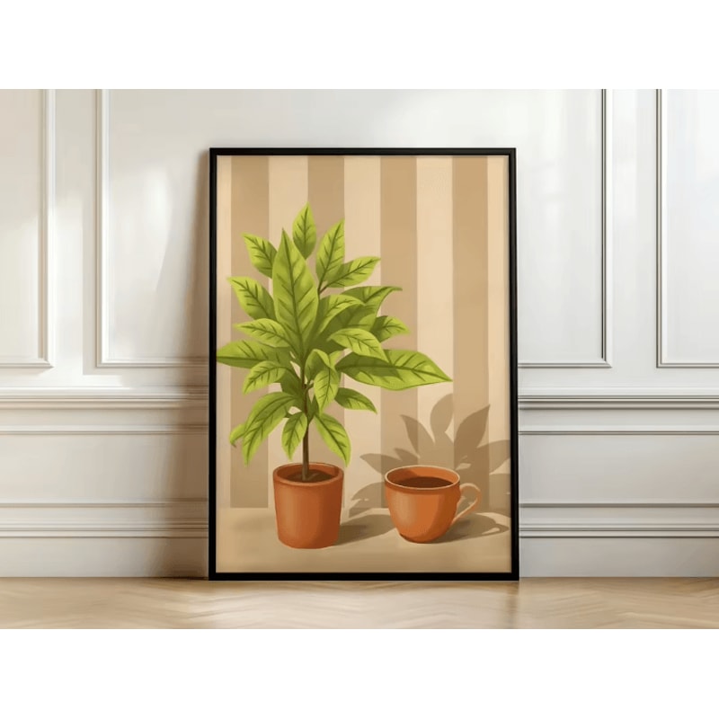 Retro Coffee Canvas Poster Minimalist Beige Kitchen Cafe Wall Art 12