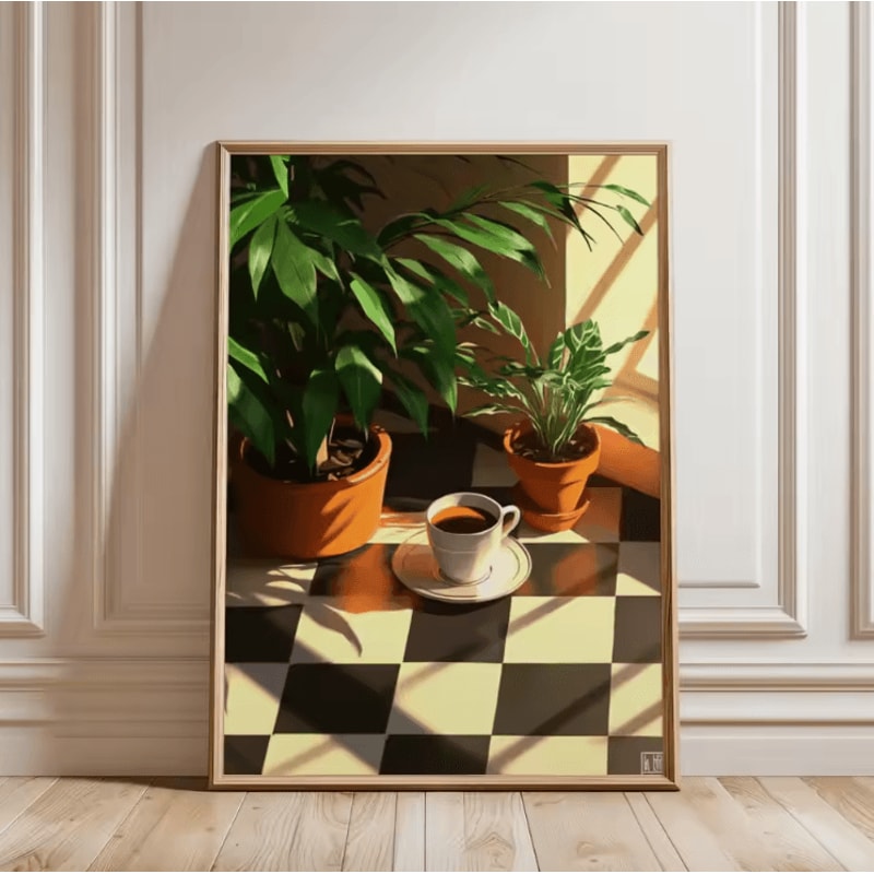 Retro Coffee Canvas Poster Minimalist Beige Kitchen Cafe Wall Art 13