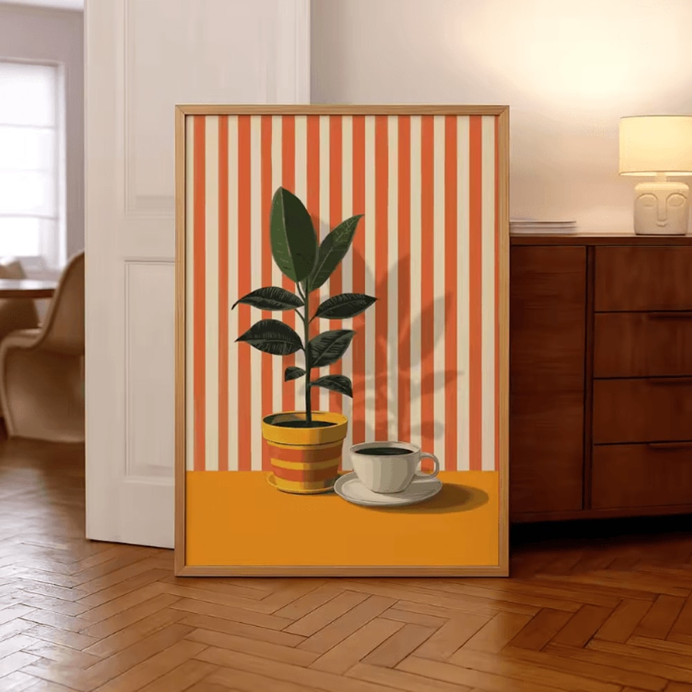 Retro Coffee Canvas Poster Minimalist Beige Kitchen Cafe Wall Art 14