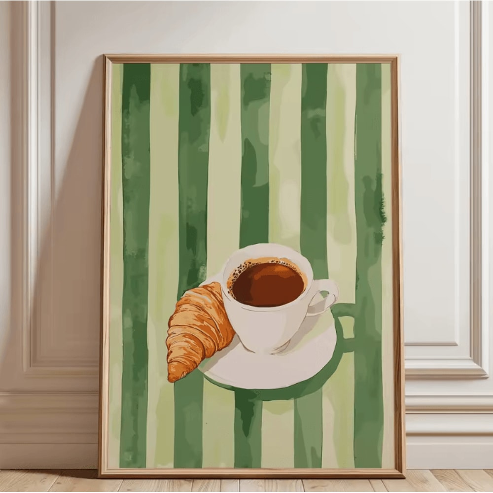 Retro Coffee Canvas Poster Minimalist Beige Kitchen Cafe Wall Art 3