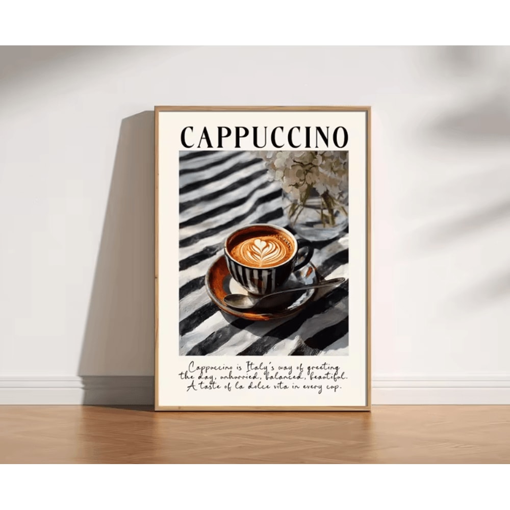 Retro Coffee Canvas Poster Minimalist Beige Kitchen Cafe Wall Art 6