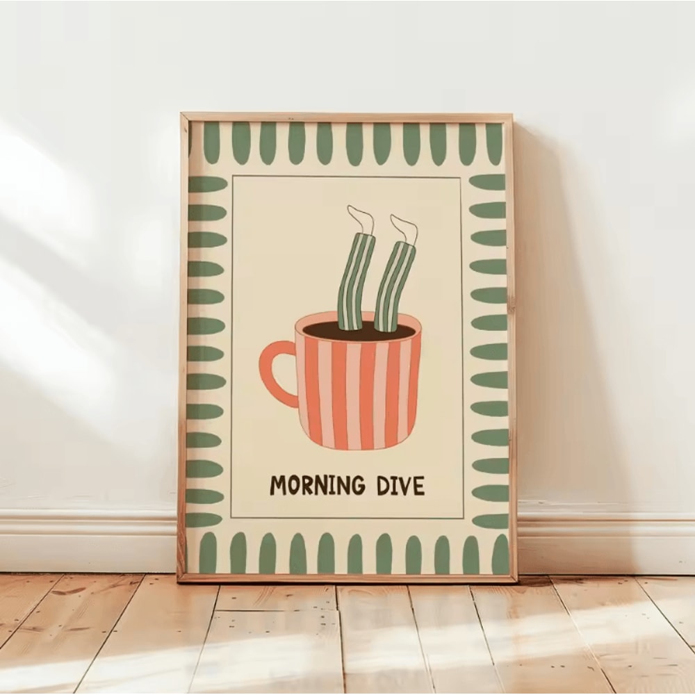 Retro Coffee Canvas Poster Minimalist Beige Kitchen Cafe Wall Art 8
