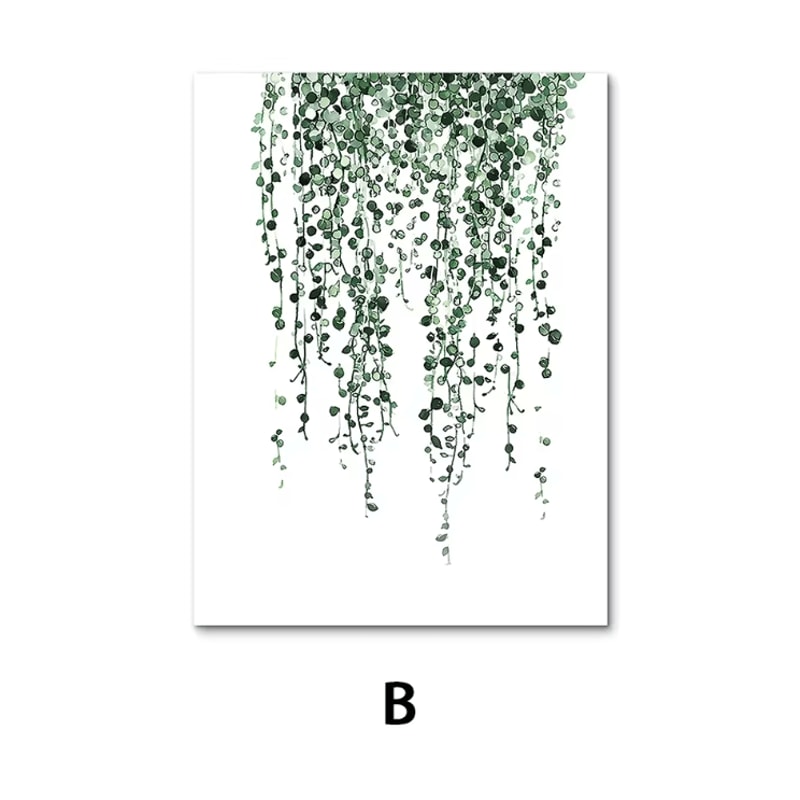 Nordic Green Botanical Canvas Wall Art Monstera Tropical Leaf Prints Decor 2