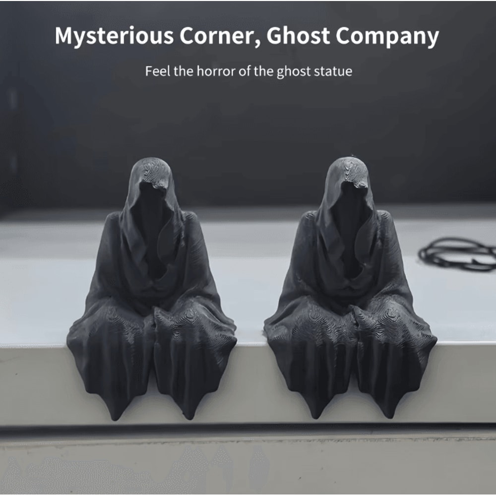 Gothic Hooded Cloaked Statue 3D Printed Dark Fantasy Desk Shelf Decor 2