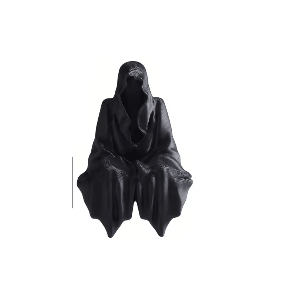 Gothic Hooded Cloaked Statue 3D Printed Dark Fantasy Desk Shelf Decor 4