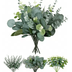 artificial eucalyptus bouquet set – realistic greenery stems for home & wedding decor