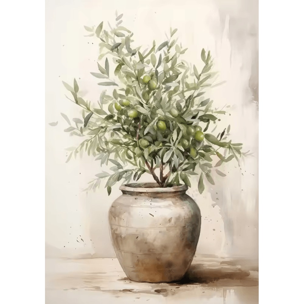 Retro Olive Tree Lemon Canvas Poster Vintage Botanical Kitchen Home Wall Art 9