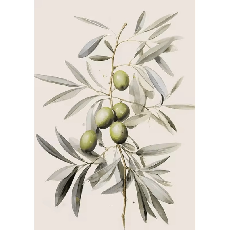 Retro Olive Tree Lemon Canvas Poster Vintage Botanical Kitchen Home Wall Art 10