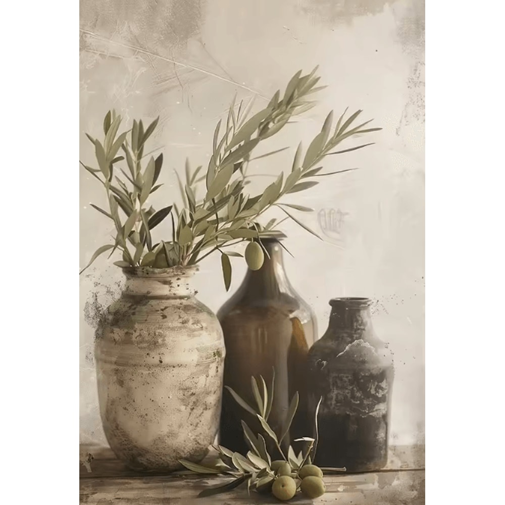 Retro Olive Tree Lemon Canvas Poster Vintage Botanical Kitchen Home Wall Art 13