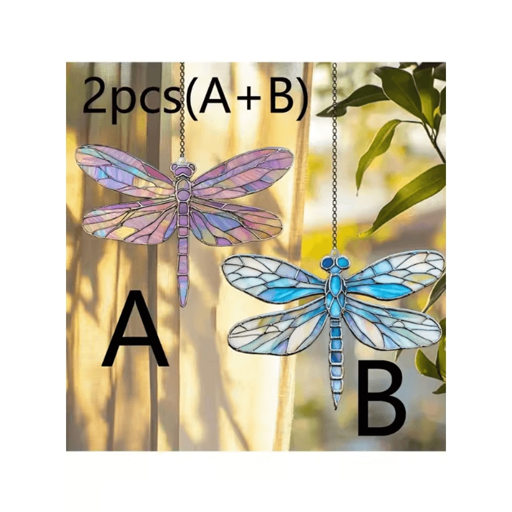 Colorful Acrylic Dragonfly Suncatcher Hanging Window Decor For Home Garden 4