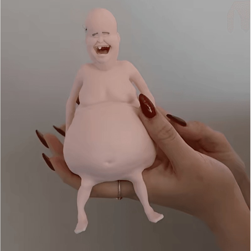 Funny Belly Doll Silicone Toy Quirky Novelty Party Decor With Fluffy Ears 0