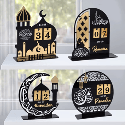 black & gold ramadan countdown calendar acrylic eid mubarak decor with replaceable numbers