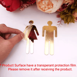 modern acrylic bathroom sign stickers mirror finish toilet door sign set (men & women)