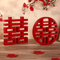Traditional Double Happiness Wood Decor Red Chinese Wedding Wall Ornament Xi Symbol 0
