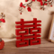 Traditional Double Happiness Wood Decor Red Chinese Wedding Wall Ornament Xi Symbol 2