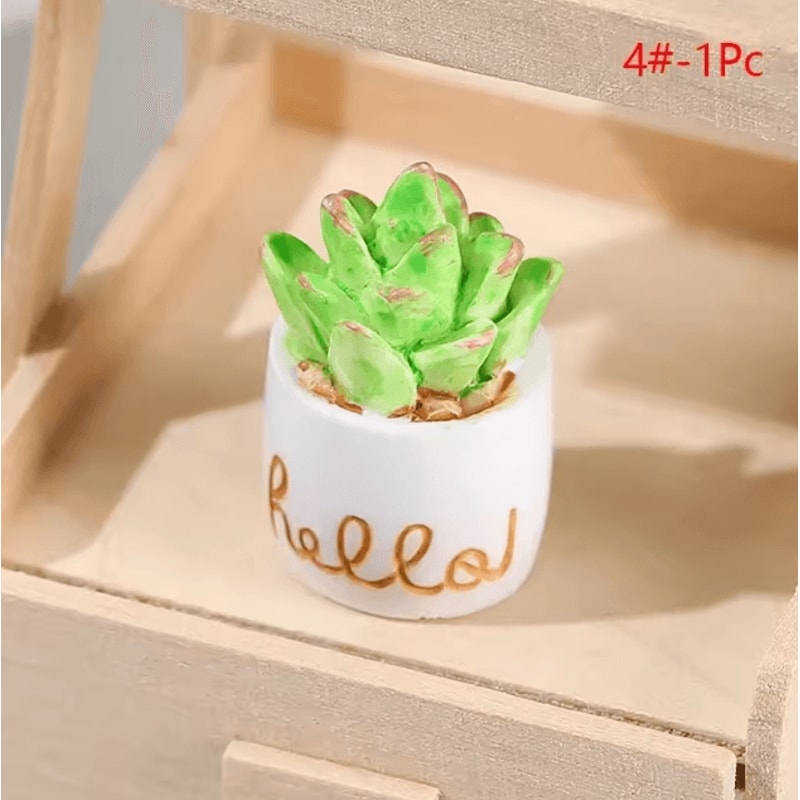Mini Dollhouse Plant Pot Set 1 12 Scale Miniature Flower Vase Decor Resin Ornament 2