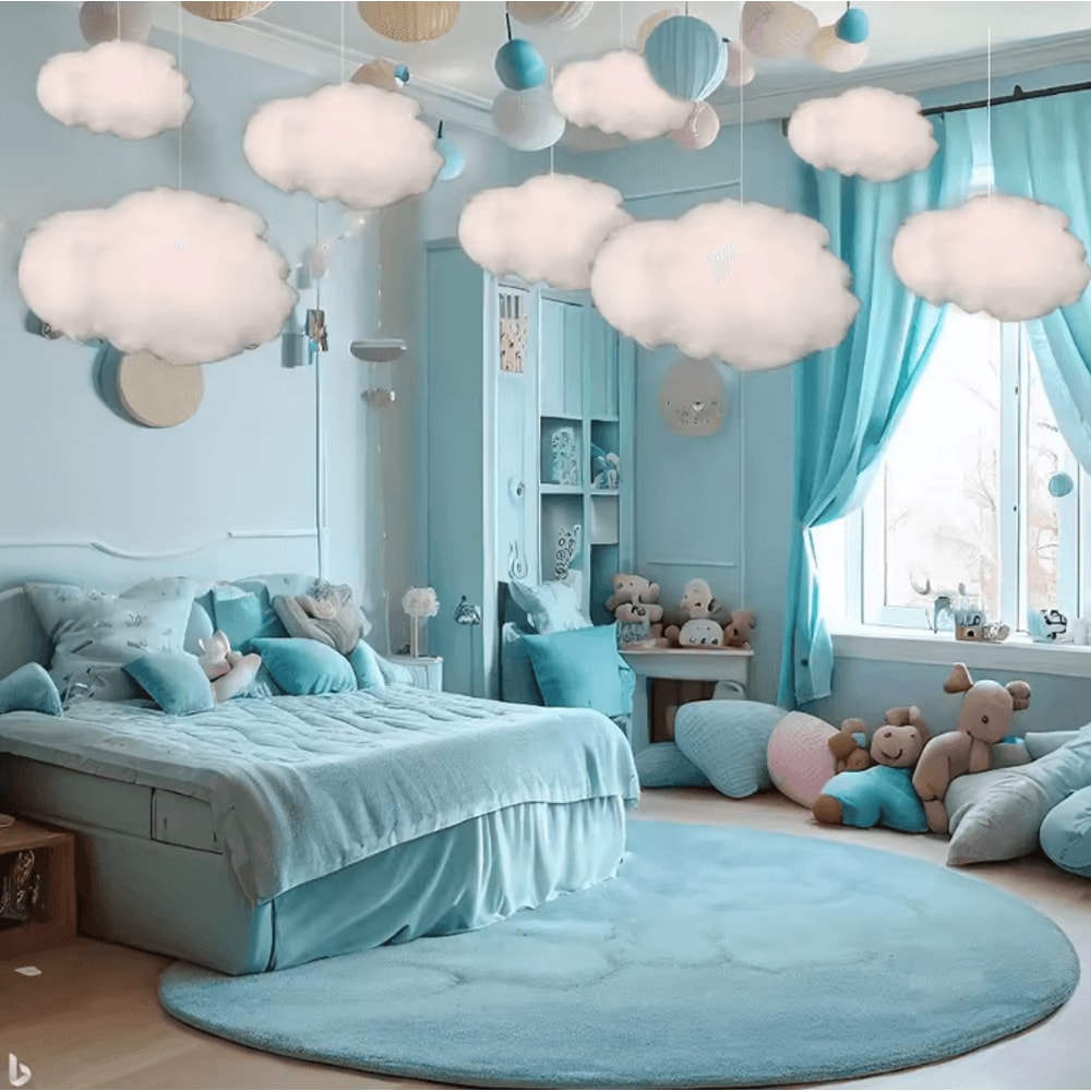 9Piece 3D Artificial Cloud Ceiling Decor Soft Hanging Cloud Decorations For Room Events 0