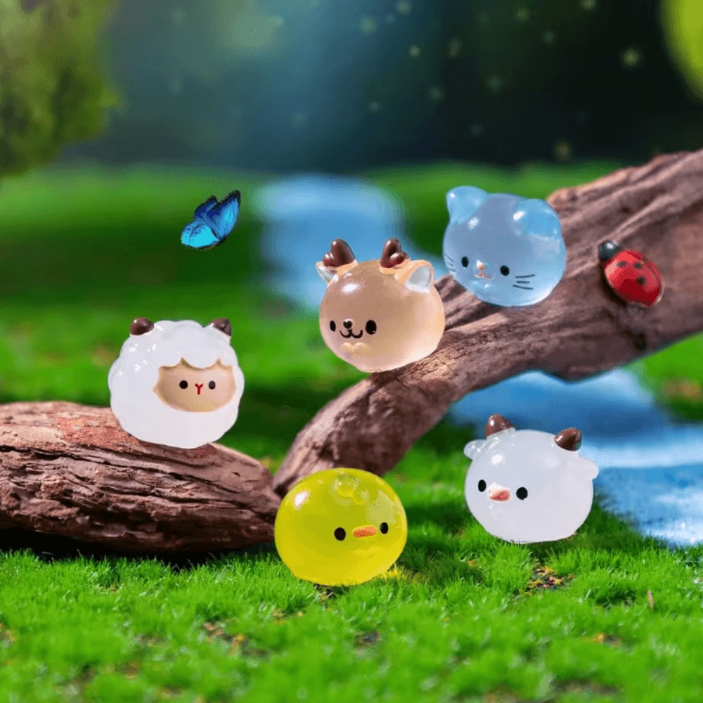 2412pcs Glow In The Dark Mini Animal Figurines Resin Fairy Garden Accessories Set 3