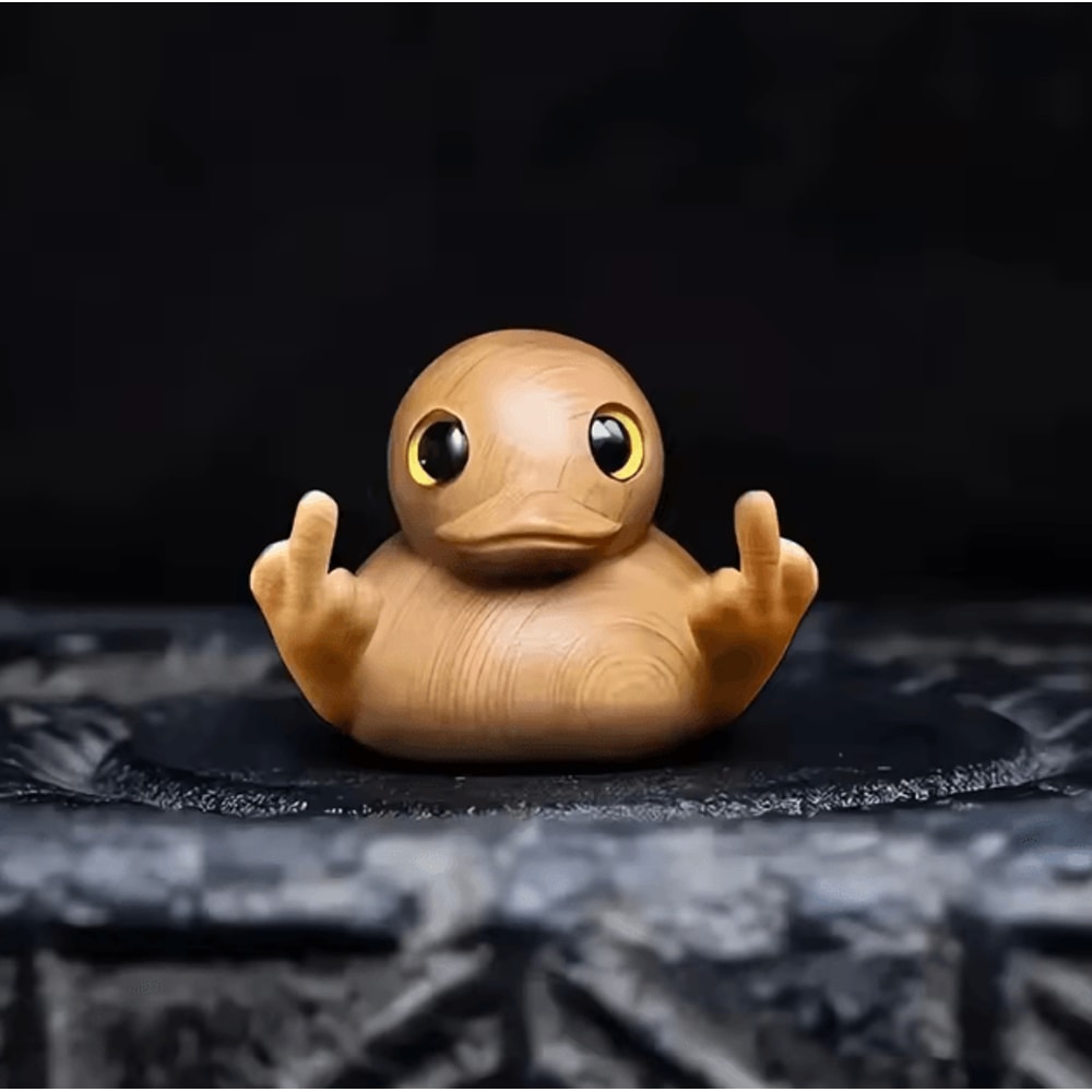 Funny Middle Finger Duck Figurine Handmade Wooden Novelty Duck Decor For Desk Home 2