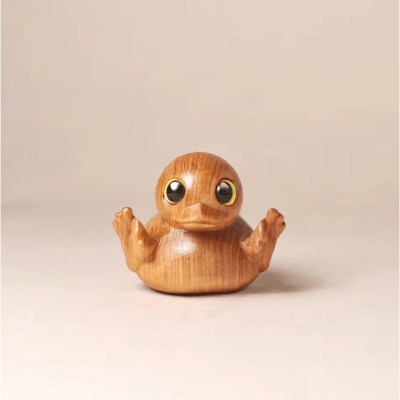 Funny Middle Finger Duck Figurine Handmade Wooden Novelty Duck Decor For Desk Home 3