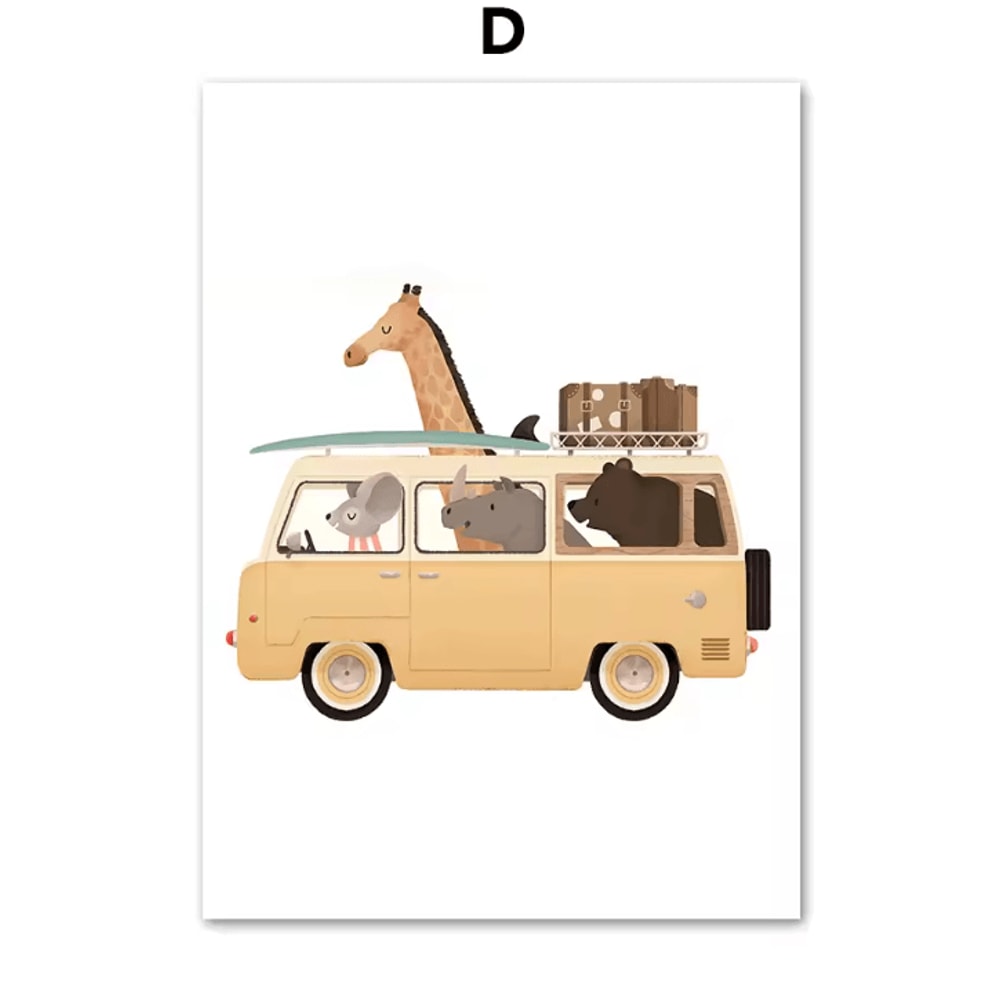 Safari Animal Wall Art Canvas Poster Nordic Kids Nursery Wall Decor Elephant Giraffe Theme 3