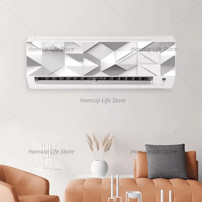 3D Geometric Air Conditioner Sticker Modern AC Panel Wall Decal Abstract Home Decor 1