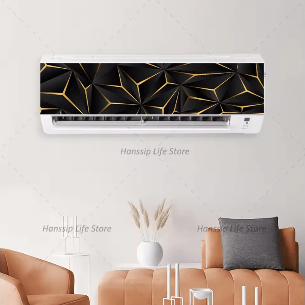 3D Geometric Air Conditioner Sticker Modern AC Panel Wall Decal Abstract Home Decor 2