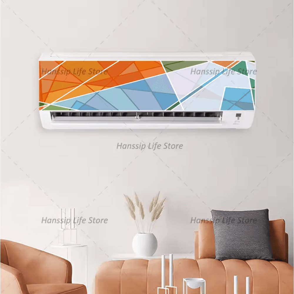 3D Geometric Air Conditioner Sticker Modern AC Panel Wall Decal Abstract Home Decor 4