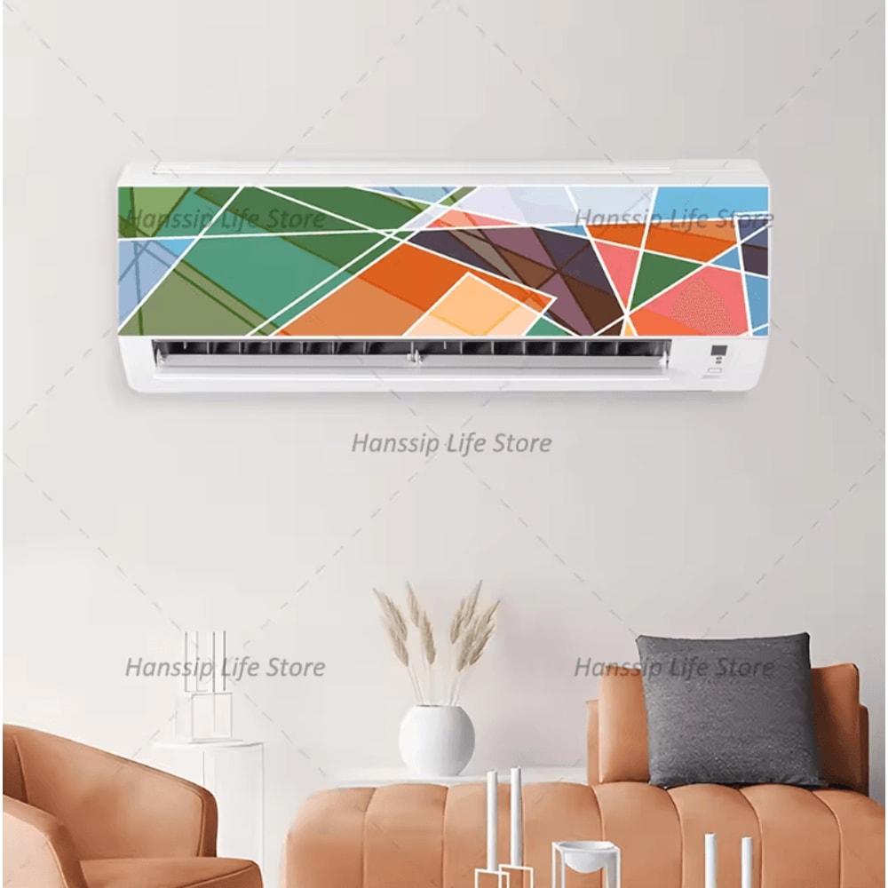 3D Geometric Air Conditioner Sticker Modern AC Panel Wall Decal Abstract Home Decor 5