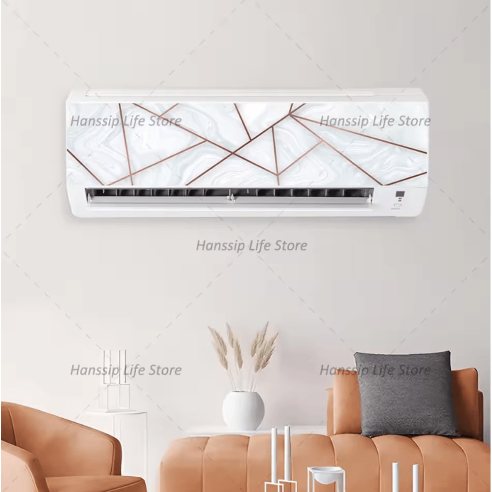 3D Geometric Air Conditioner Sticker Modern AC Panel Wall Decal Abstract Home Decor 6