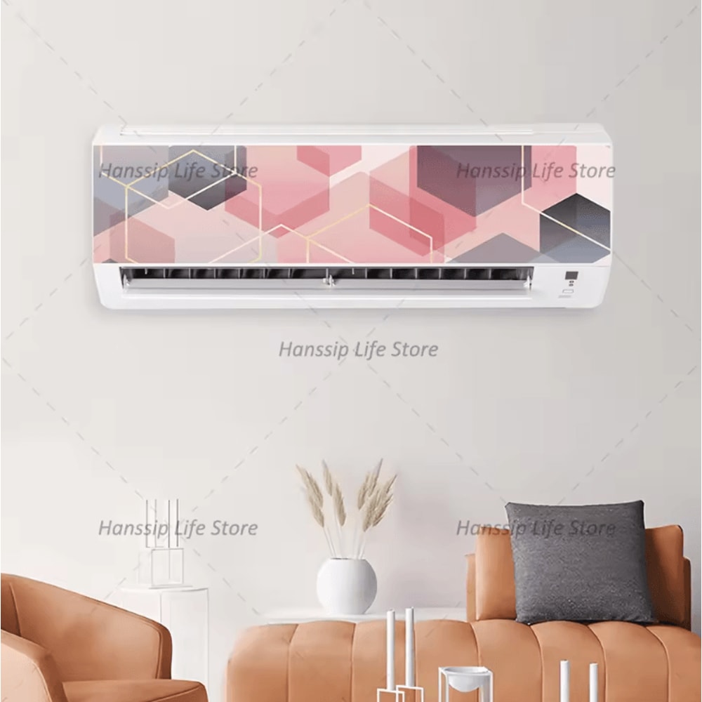 3D Geometric Air Conditioner Sticker Modern AC Panel Wall Decal Abstract Home Decor 7