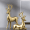 2Piece Gold Reindeer Christmas Table Decor Elegant Elk Statue Set Holiday Home Accent 2