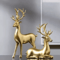 2Piece Gold Reindeer Christmas Table Decor Elegant Elk Statue Set Holiday Home Accent 2