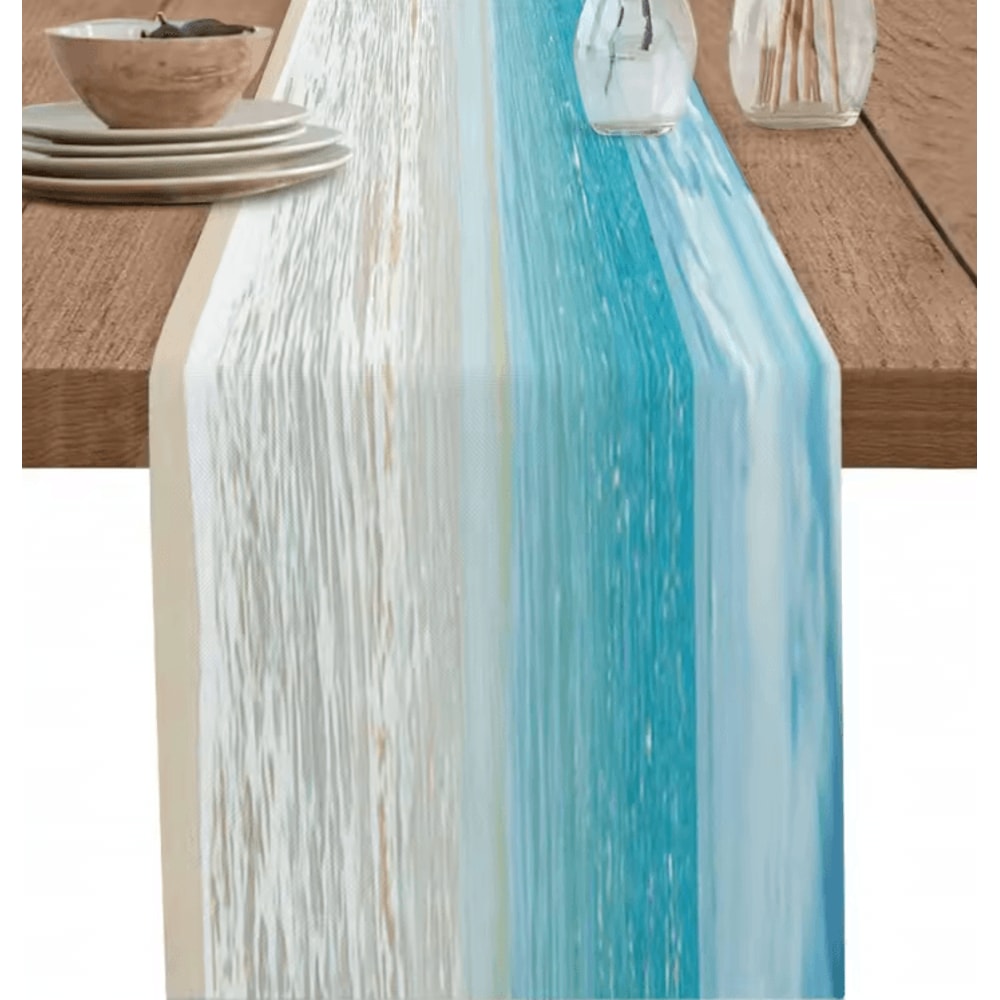 Summer Ocean Beach Table Runner Linen Coastal Farmhouse Table Decor For Dining Kitchen 0