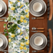 Vintage Lemon Tree Table Runner Blue Birds Linen Coastal Farmhouse Table Decor 2