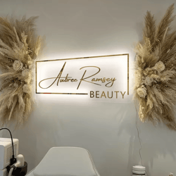 custom led acrylic logo sign – backlit business signage for salon, beauty & store branding