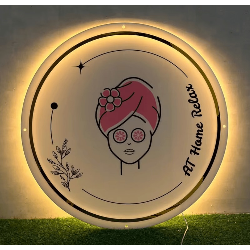 Custom LED Acrylic Logo Sign Backlit Business Signage For Salon Beauty Store Branding 3